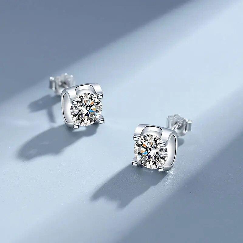 Серьги-гвоздики из стерлингового серебра 100% 925 пробы для женщин, сертифицированные муассаниты D, цвета белого золота 18 карат, ювелирные изделия на день рождения, подарок