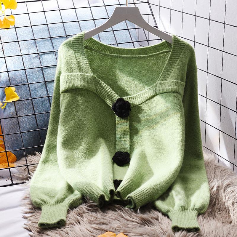 Кардиган, короткий свитер, пальто, женская свободная верхняя одежда, весенний корейский модный универсальный вязаный кардиган с длинным рукавом, свитер