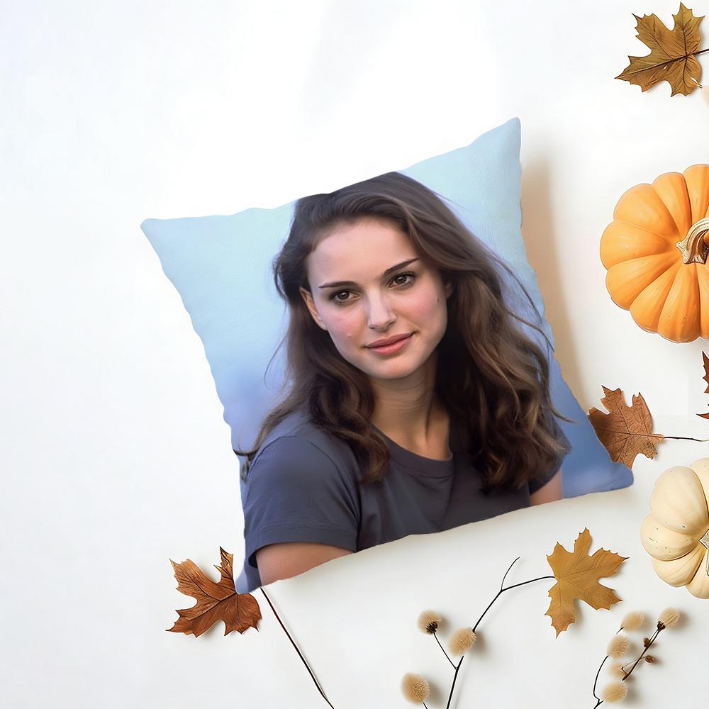 NNatalie Portman Cushion Cover Washable Linen Pillowcase Soft  for Daily Sofa Bed Home Room Decor