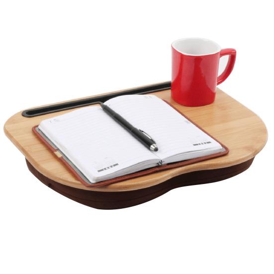 Bamboo Bed Table with Cushion Base Anti-Slip Plugs Laptop Tablet Folding Desk Sturdy Natural Bamboo Surface Bed Tray