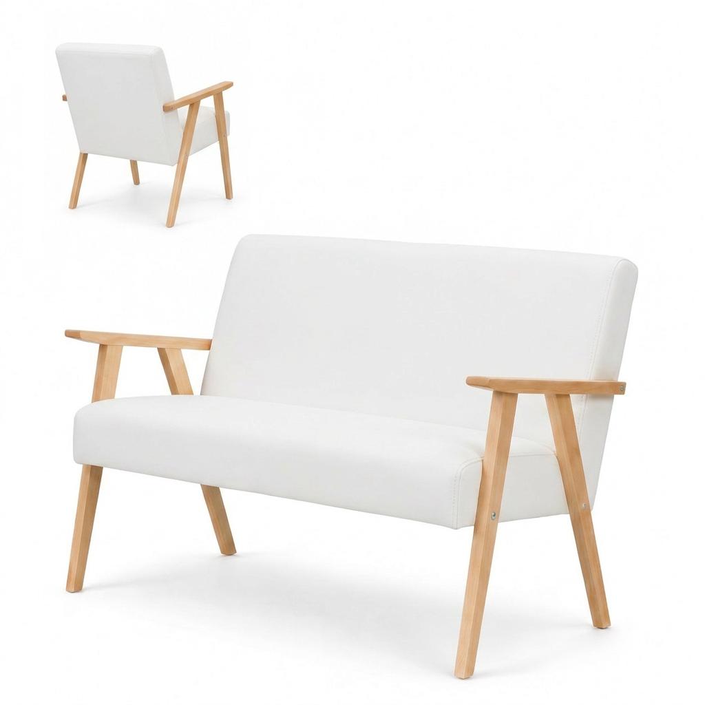 Wohnlandschaft Set 2er-Sofa und 2 Sessel Soler im Retro Vintage Stil, Kunstleder, Wellenfedern, Family Meble