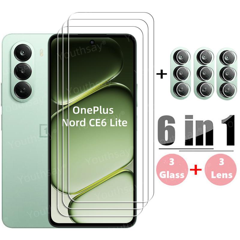 6-в-1 Закаленное стекло для OnePlus Nord CE 6 Lite Защитная пленка для экрана OnePlus Nord CE 6 Lite Пленка для объектива HD-камеры OnePlus Nord CE6 Lite