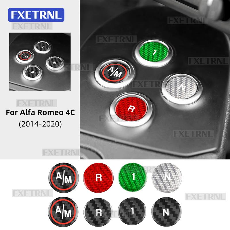 For Alfa Romeo 4C 2014 2015 2016 2017 2018 Real Hard Dry Carbon Fiber Gear Shift Button Sticker Trim Accessor