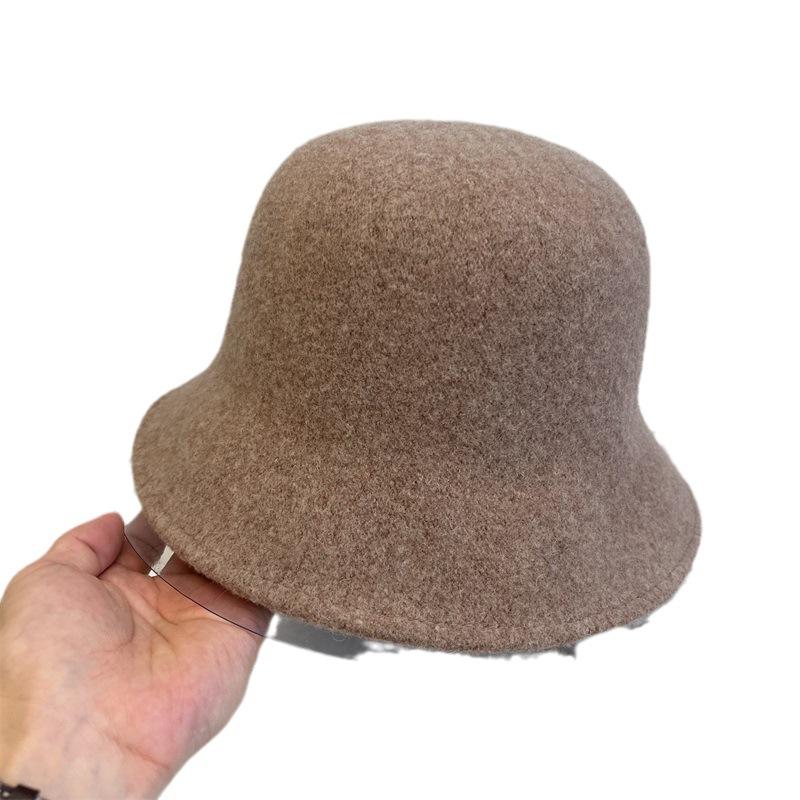 Fashion Wool Knitted Short Brim Dome Bucket Hat Women's Autumn and Winter Versatile Leisure Basin Hat Foldable