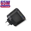 Быстрое зарядное устройство для телефона 65 Вт, 6 портов USB Type-C 5 В/3,5 А, штекер EU/US, легкая головка для домашней и дорожной зарядки для iPhone 14 13 12 Huawei