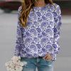 Fall Autumn Women'S Fashion O Neck Long Sleeve T-Shirt Loose Clothes Cashew Print T Shirt