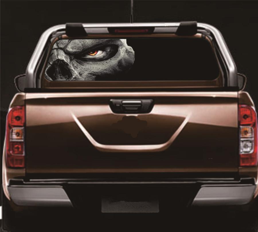 135 см x 36 см Перфорированный череп наклейка на заднее окно графическая наклейка для пикапа грузовика