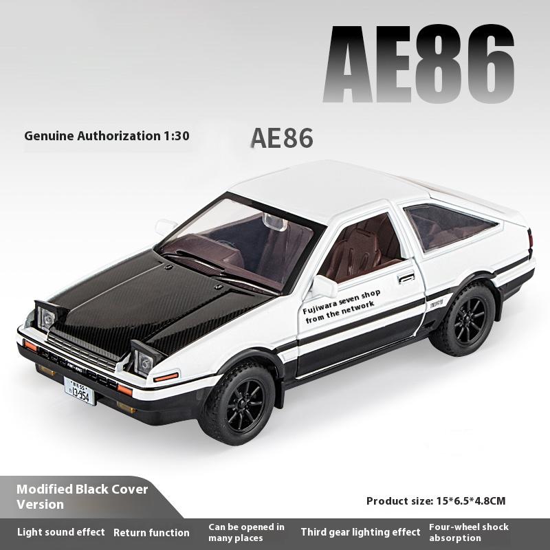 1:Модель автомобиля из сплава 30AE86, крутой звук и свет, сильная возвратная сила, четырехколесная амортизация, изысканное настольное украшение