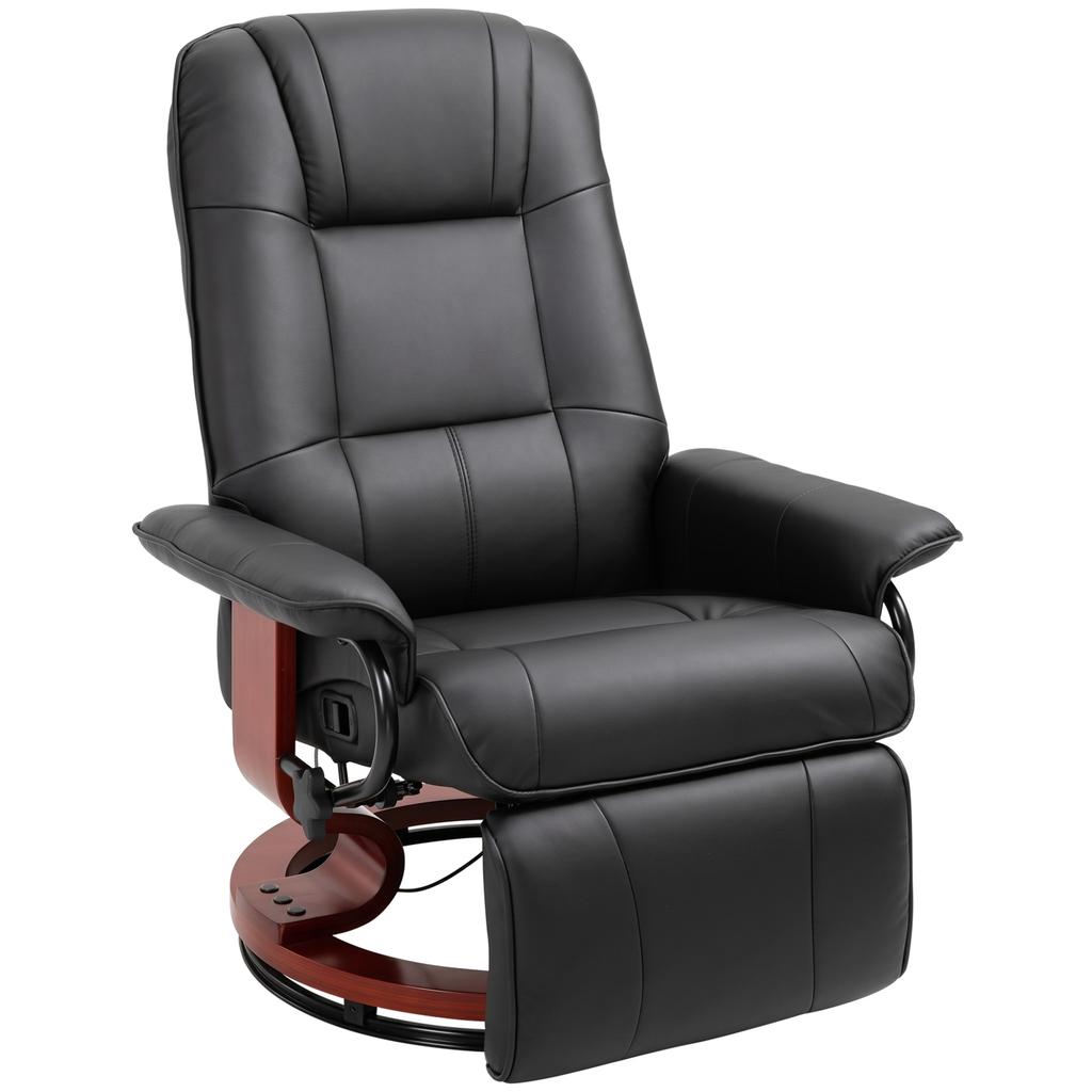 Recliner Chair TV Chair Reclining Chair, Faux Leather, 360 degrees Swivel Chair, 145 degrees Reclining, Black, 78 x 87 x 100 cm