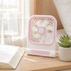 Square Desktop USB Rechargeable Fan with Bear Ear Design 3-Speed Adjustable Small Portable Fan for Desk Wall Mount Outdoor Camping Use