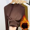 Рубашка с прошитой основой для женщин, новая женская одежда, передние плечи, воротник-стойка, футболка с длинными рукавами, весенний стиль, эластичный верх