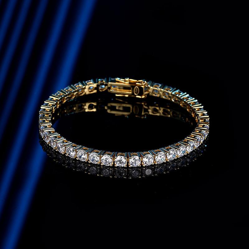 4mm High Carbon Diamond Bracelet Hip-hop Simple and Elegant Couple High-end Super Flash Full Diamond Single Row Diamond Sterling Silver Tennis Chain