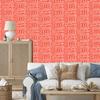 Polynesian Geometric Pattern Wallpaper Coral and Red 50x1000