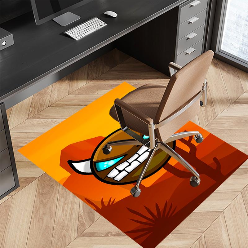 1pc Geometry Dash5 Print Area Rug - Soft, Washable Non-Slip Indoor Mat for Office Chairs, Living Room, Home Office Decorative Rug