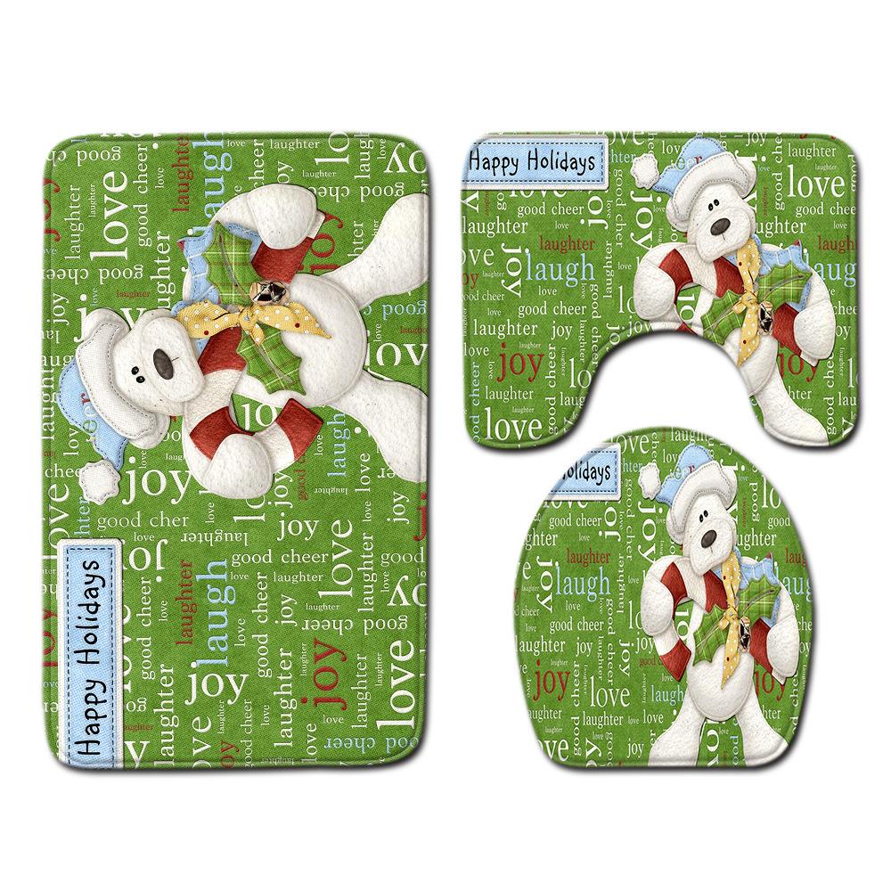 Рождественская шторка для душа, коврик для пола, комбинация из четырех предметов, ковер для ванной комнаты и туалета, коврик для душевой комнаты, коврик для ног