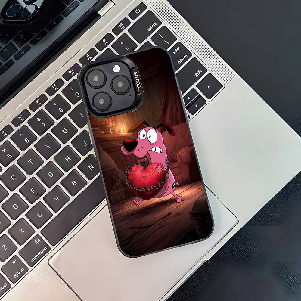 Чехол для телефона Courage The C-CowardlyS Dog для iPhone 17,16,15,14,13,12,11,Pro,XS,Max,Plus,Mini,SE4,E Черный Матовый Ударопрочный Чехол