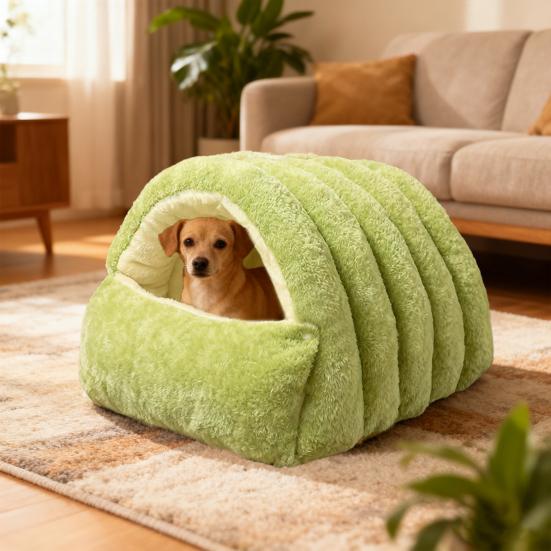 Съемная Моющаяся Зимняя Закрытая Кошачья Кровать Мягкая Хлопковая Уютная Кошачья Кровать Пещера Складной Толстый Домик для Сна Питомца для Кошек Маленьких Собак