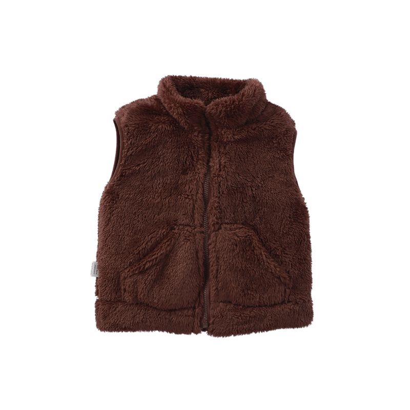 Детский теплый флисовый жилет без рукавов на пуговицах для детей 1-5 лет