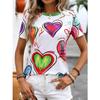 Summer Round Neck 3D Love Print T-shirts Fashionable Casual Short Sleeved Women's T-shirts