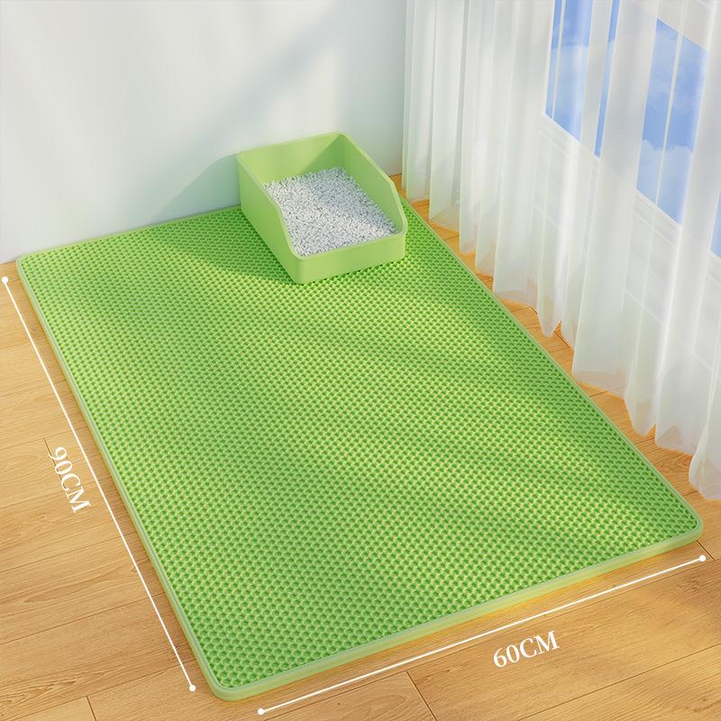 Очень большой нескользящий коврик для кошачьего туалета - Защита от следов, Защита от брызг, Устойчивый к царапинам, Двухслойный, Непромокаемый, Контроль песка.