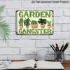 2D Flat, 1pc Vintage Funny Garden Aluminium Sign 8x12 Inch - "GARDEN GANGSTER" Quote, Potted Plant & Cactus Design, Distressed Green Finish