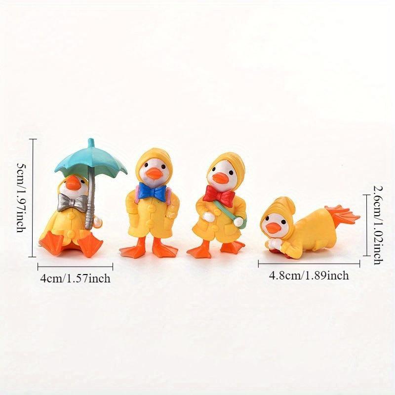 Miniature Figurines 4 Mini Ducks Fairy Garden Miniature Farm Figurines Moss Landscape Cute Ornaments Kit for Home Outdoor Decor