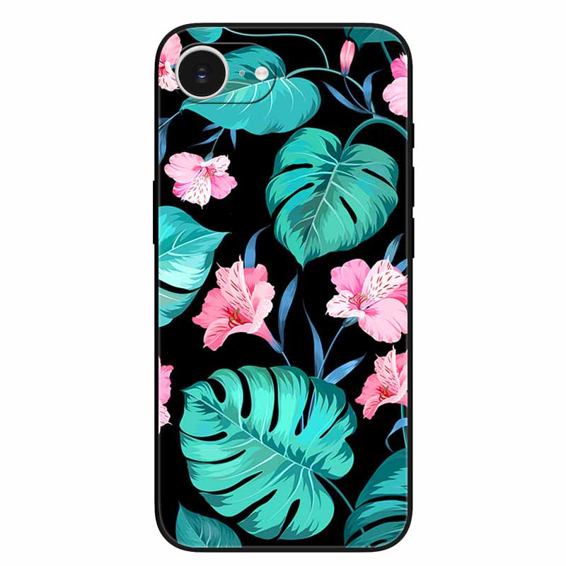For iPhone 16e Case Soft Silicone Flowers 3D Relief Cover for iPhone 16e 2025 Black Phone Cases Funda On for Iphone16e 16 e Cool
