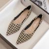 Women’s Casual Houndstooth Flats Pointed Closed Toe Ballet Flats Slip On Flat Shoes for Women Comfortable Work Flats Wedding Party Dressy Flats