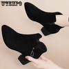 Women's Short Boots Autumn and Winter Boots Pointed Thick Heel Side Zipper Fashion Boots