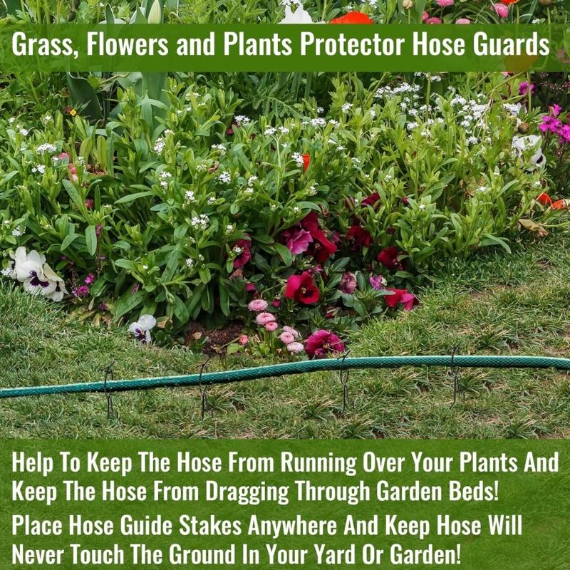 Hose Guide Stakes with Sharpened Ground Spikes Durable Welded Construction Prevents Kinks Fit for Garden Farm Greenhouse