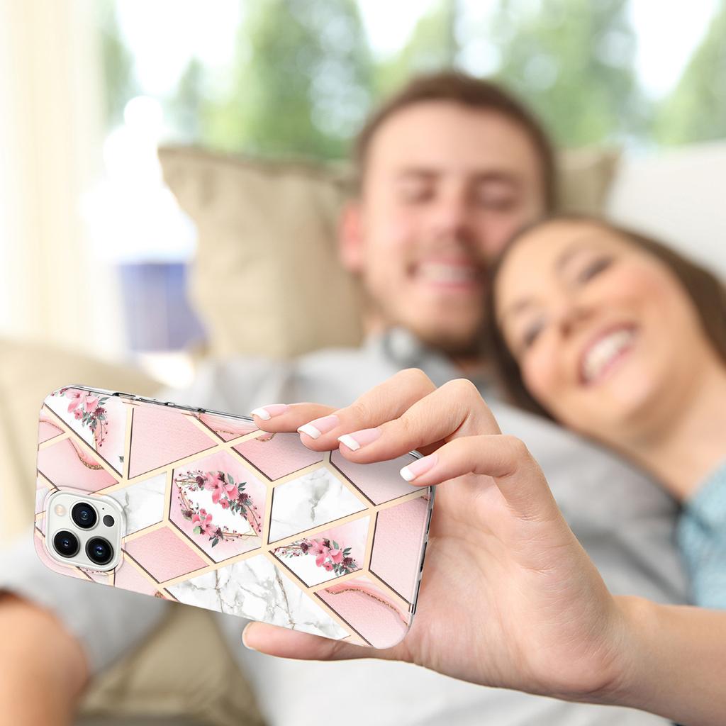 Ультратонкий чехол для телефона IMD ​​с золотой каймой и мраморным цветком для iPhone 12 12ProMax 11ProMax XSMax XR XS iPhone 7 8 SE iPhone 13 14 15