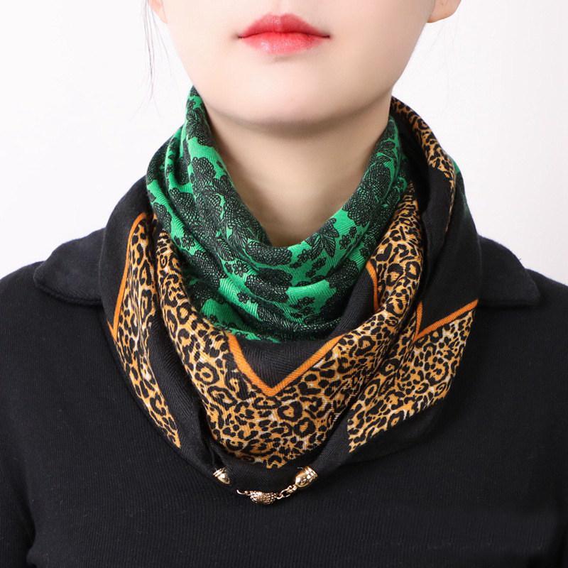 Женский шелковый шарф с магнитной застежкой: Универсальный квадратный платок, хлопково-льняная защита шеи, универсальная треугольная подвеска-шарф на шею.