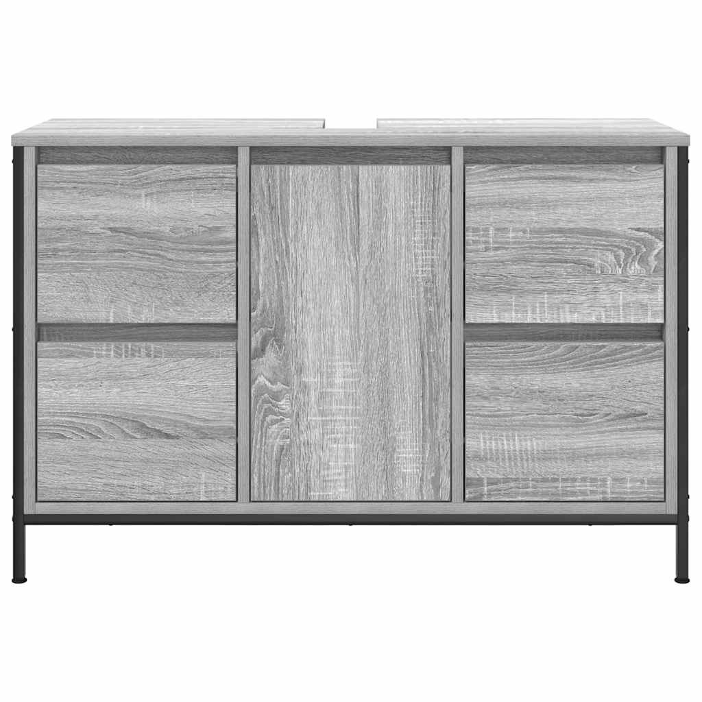 Grey Sonoma Bathroom Vanity Cabinet with Drawers 90 x 34.5 x 60 cm