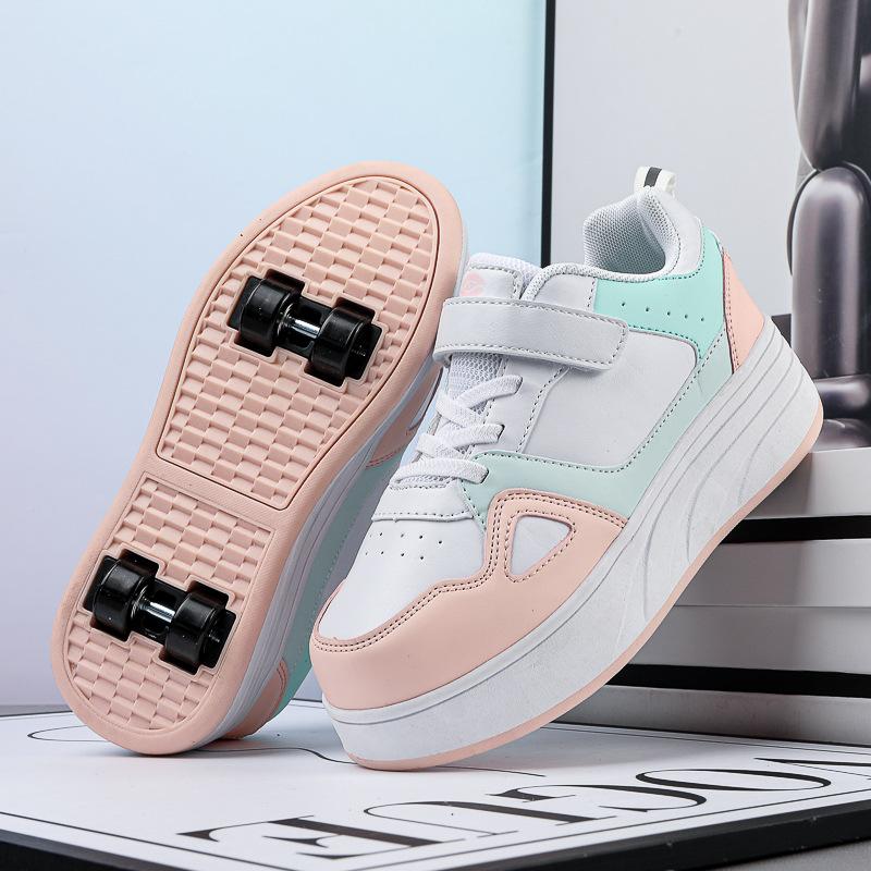 Children Kids Sneakers with Four Wheels Roller Skate Walking Shoes Ultra-Light Boys Girls Sports Shoes 222