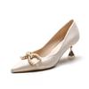 French High Heels Niche Pearl Advanced New Pointy Skinny Shoes for Women Not Tired Feet Suitable for Daily Commuting