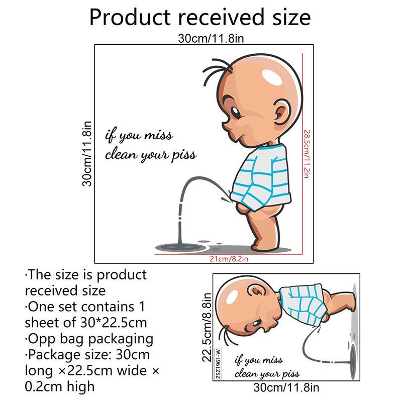 Забавные предупреждающие наклейки для туалета, мультяшная детская крышка для мочеиспускания, наклейка на дверь туалета, съемная самоклеящаяся декоративная бумага для дома