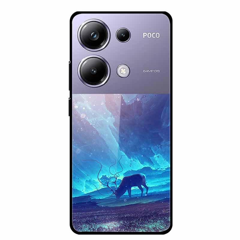 Красочный эстетичный чехол из закаленного стекла для Redmi 12 5G и POCO M6 PRO