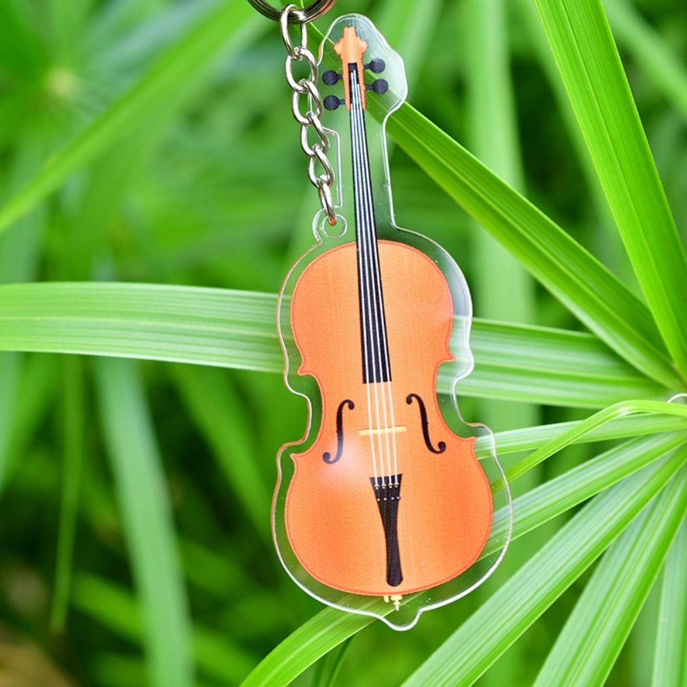 Cello Guitar Acrylic Keychain VIOLIN Electric Guitar Model Keyring Bag Pendant