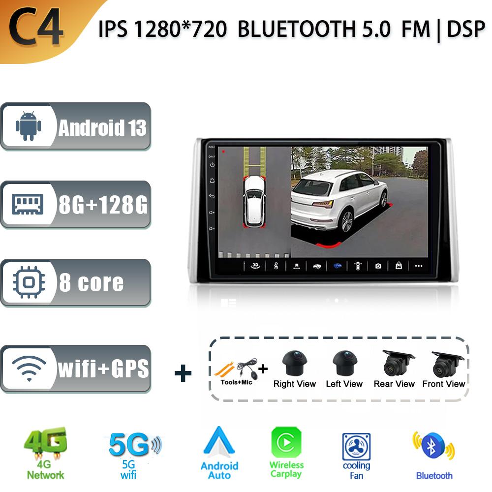 Беспроводной CarPlay для Toyota RAV4 XA50 2018-2020 Аудио Стерео Android 13 Автомагнитола Мультимедиа GPS Навигация WIFI 4G Авто Экран