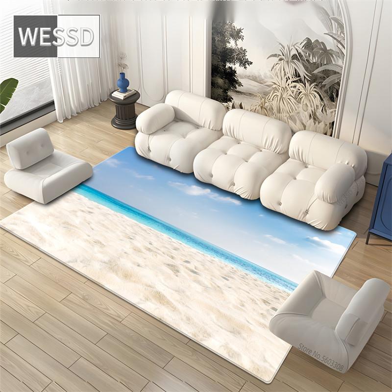 Пляжный коврик для гостиной с морскими волнами, 3D напольный коврик с пейзажным принтом, фланелевая губка, большой коврик для ванной комнаты, декоративный ковер для спальни, мягкий