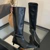 Женские высокие ботинки челси с острым носком на каблуке, зимняя женская обувь 2024 года, тренд, мягкая кожа, готика, роскошь, вечеринка, слипоны, Botas Mujer