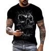 Summer Round Neck 3D Skull Print Top Fashionable Casual Terror Street Hip Hop Short Sleeved Men's T-shirts