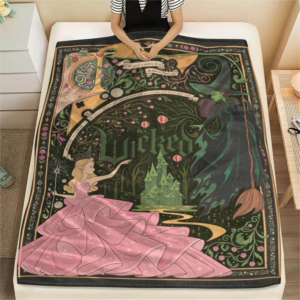 1PC WICKED Print Flannel Blanket, High quality Comfortable for All Seasons, Home Decor, Warmth and Comfort, Perfect for Christmas Gifts