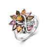 925 Sterling Silver Gorgeous Design Colorful Natural Tourmaline Ring for Women Girls Fine Jewelry Anniversary & Banquet Gift