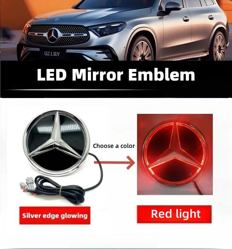 Автомобильная наклейка Горячая 2026 Новая Для Benz Звездный Эмблема на Переднюю Решетку для Автомобиля Белый, Синий и Светодиодная Подсветка Логотипа для Mercedes Benz W20