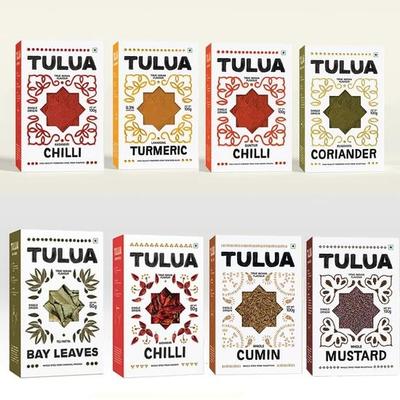 Набор специй Tulua Natural & Organic из 8 штук - 700 г | Куркума Лакадонг, Перец чили Гунтур, Перец чили Кашмири, Порошки кориандра