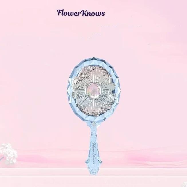 Flower Knows Лунная Русалка Изысканное Текстурированное Хрустальное Ручное Зеркало Сине-Розовое Женское Зеркало для Макияжа
