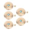 5 Sets Rivet and Screw 30mm Golden Pattern Blue Stone Buttons 4.5mm Crossed Screws for Clothing