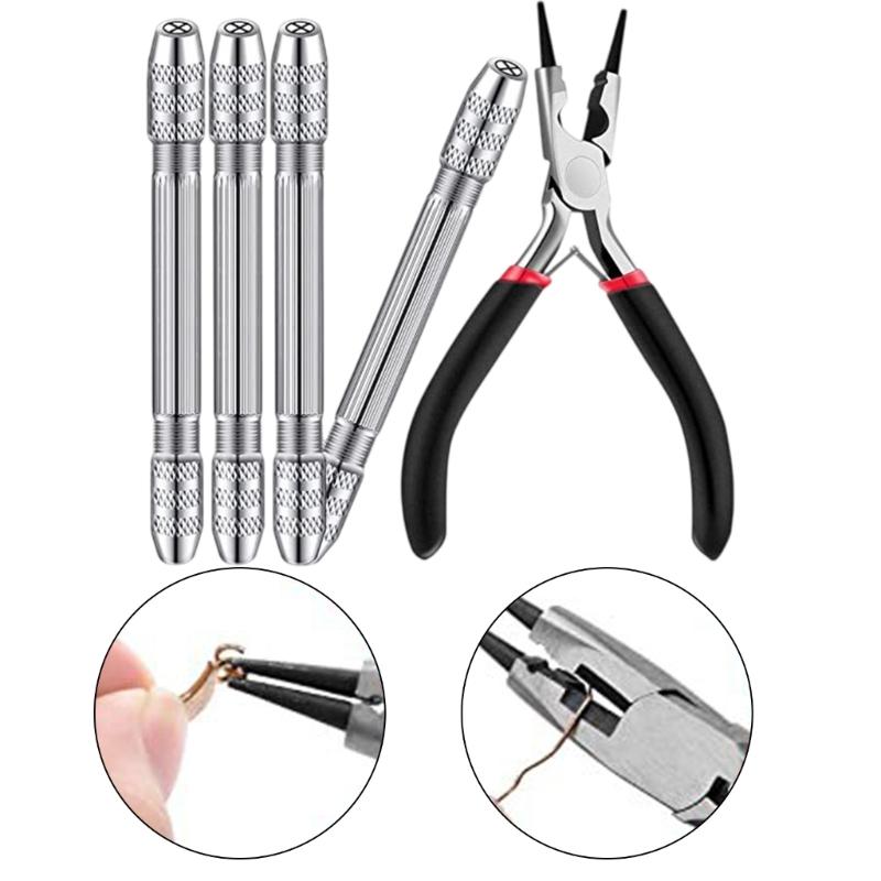 Double End Hand Drill Jewelry Making Set for Wire Twisting and Metalworking with Carbon Steel Bit