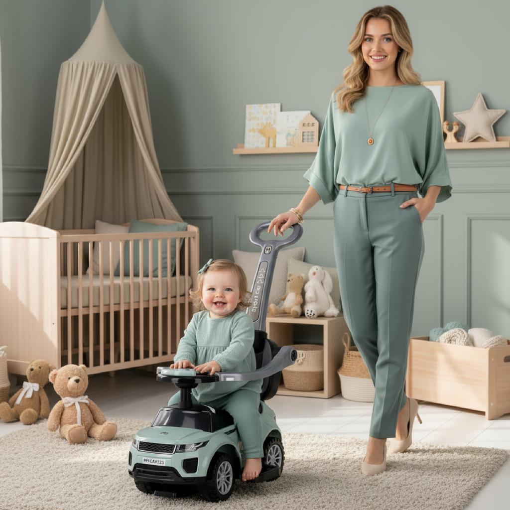 Jeździk Dla Dziecka Z Rączką I Obejmą Sport Car Szałwia Sun Baby